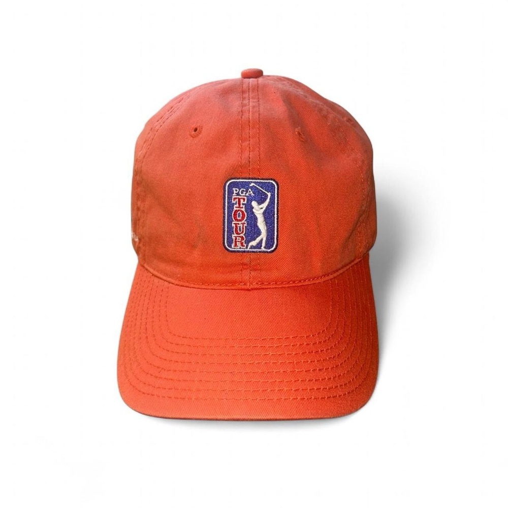 PGA Tour Baseball Cap Metal Slide Strap Curved Brim Orange